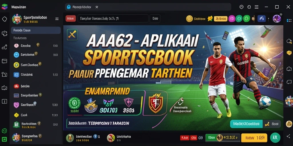 Screenshot utama AA62 menampilkan tampilan antarmuka aplikasi Sportsbook.