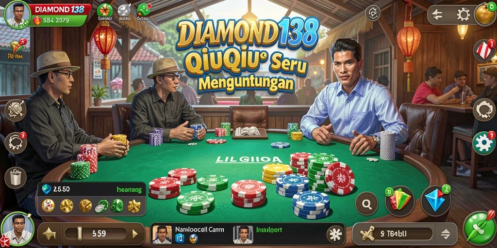 Tangkapan layar gameplay QiuQiu di DIAMOND138 menampilkan aksi seru.